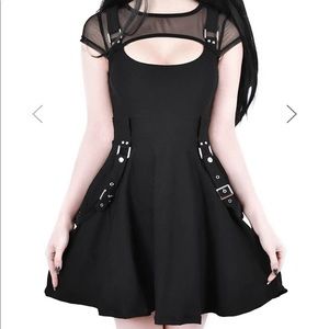 black suspender dress